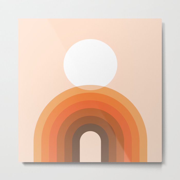 Mid Century Modern Geometric 13 (Rainbow and Sun) Metal Print