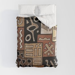 Brown and Black Abstract Mud Cloth Print Duvet Cover
