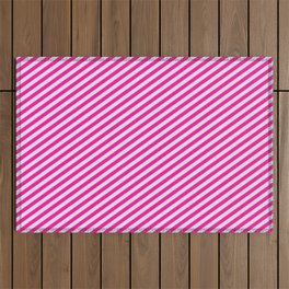 [ Thumbnail: Deep Pink & Lavender Colored Lined Pattern Outdoor Rug ]