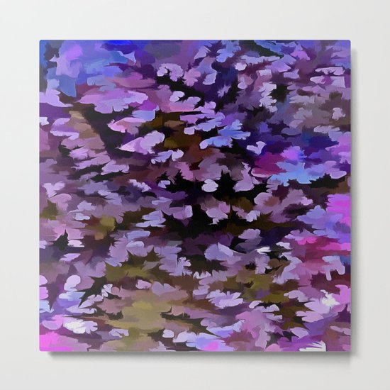 Foliage Abstract In Blue, Pink and Sienna Metal Print