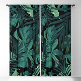 Tropical Jungle Night Leaves Pattern #1 #tropical #decor #art #society6 Blackout Curtain