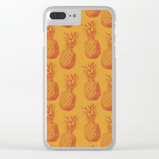 Hand drawn pineapple pattern Clear iPhone Case