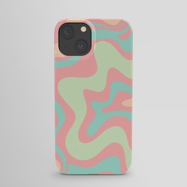 Retro Liquid Swirl Abstract Pattern in Pastel Sherbet Blush Pink and Mint iPhone Case