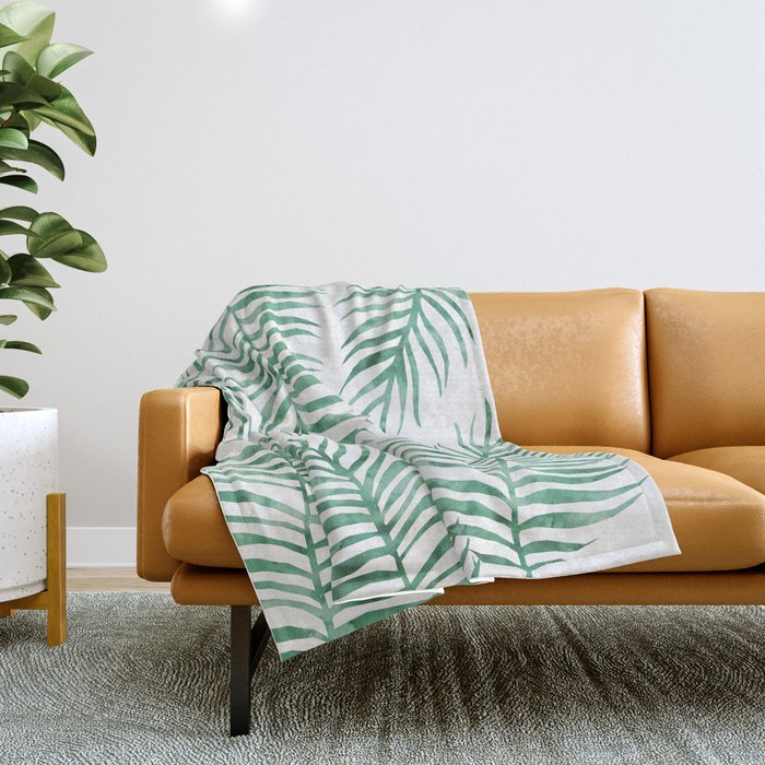 Fern Pattern Green Throw Blanket
