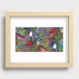 Colorful Birds// Bright Jungle Recessed Framed Print