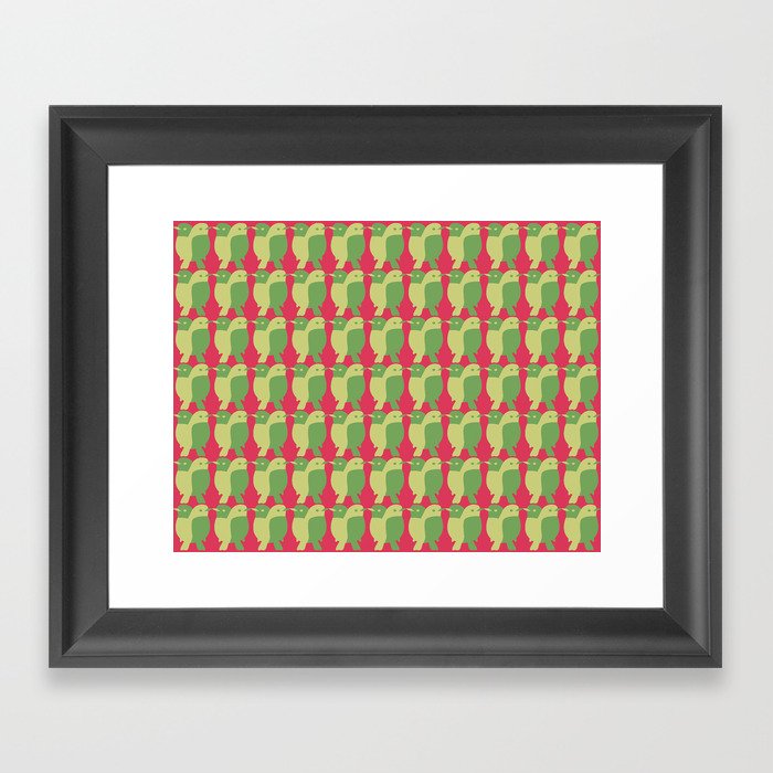 GREEN/LEMON BIRDS Framed Art Print