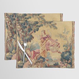 Antique 19th Century Girl On The Swing French Aubusson Tapestry Placemat