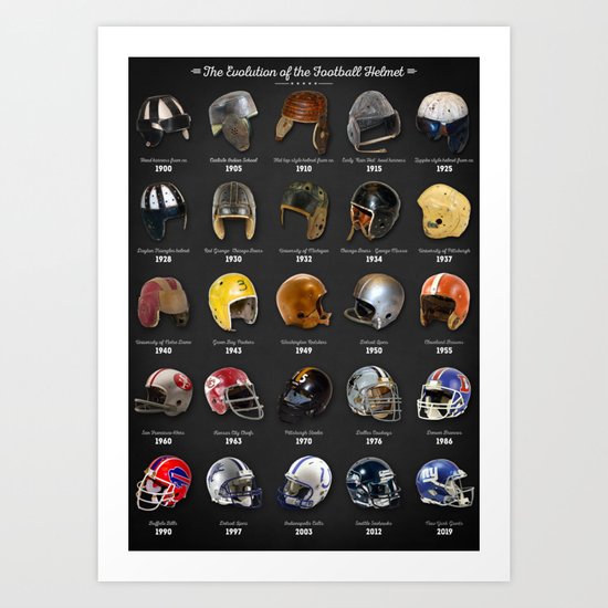 The Evolution Of The Football Helmet Art Print by hoolst Society6