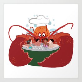 Lobster Chef Art Print | Jacuzzi, Happypeople, Cooking, Smilingpeople, Cookingshow, Cookingsteam, Whirlpoolbath, Cookingpeople, Bluebubbles, Hottub 