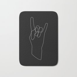 B-Rock Bath Mat | Contour Drawing, Linedrawing, Black Background, Black And White, Curated, Hand Gesture, Palm, Hand, Drawing, Illustration 