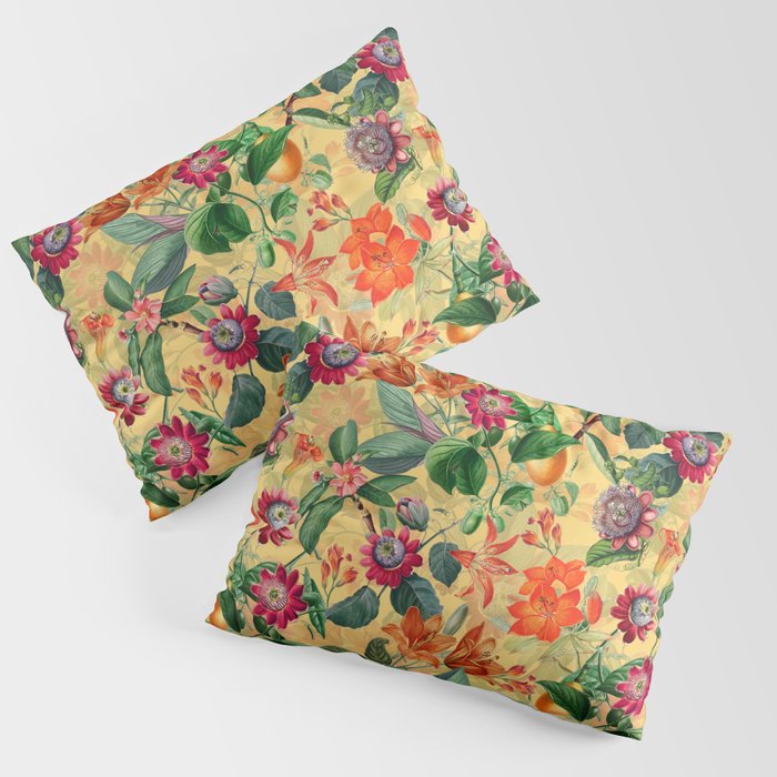 Exotic Sunny Vintage Passionflower Garden Pillow Sham