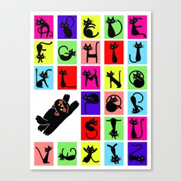 Funny ABC Black Cat Alphabet Canvas Print