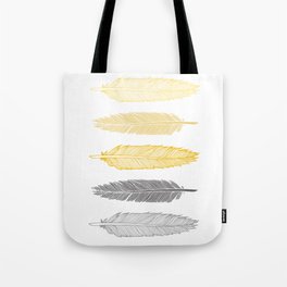 5 Grey & Gold Feathers Tote Bag