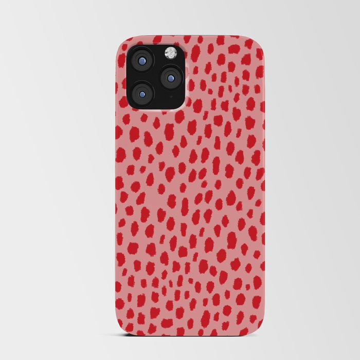 Dalmatian Polka Dot Spots Pattern (red/pink) iPhone Card Case
