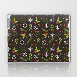 Christmas Pattern Floral Leaf Black Retro Laptop Skin