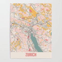 Zurich city map Poster