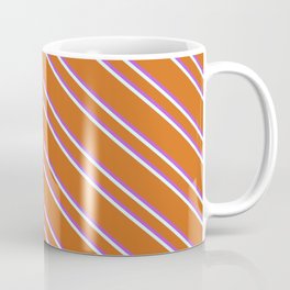 [ Thumbnail: Chocolate, Orchid, and Light Cyan Colored Striped/Lined Pattern Coffee Mug ]