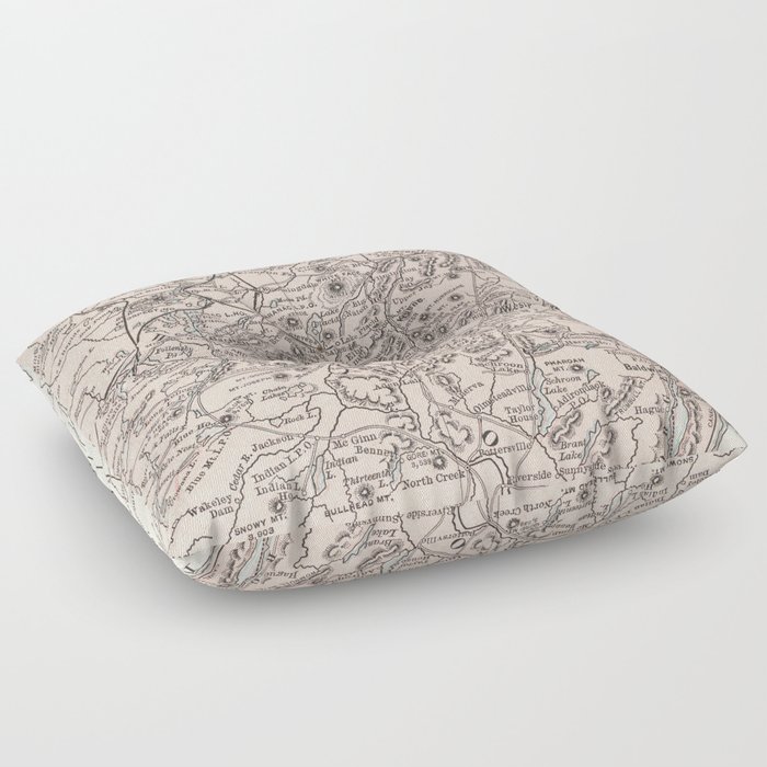 Vintage Map of The Adirondack Mountains (1901) Floor Pillow