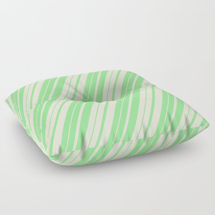 Light Green & Beige Colored Stripes Pattern Floor Pillow