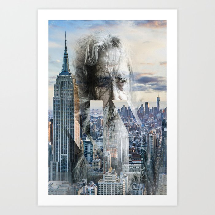 Old man in New York Art Print