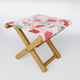 Christmas Cocoa Pink Folding Stool