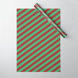 [ Thumbnail: Brown & Sea Green Colored Lines Pattern Wrapping Paper ]
