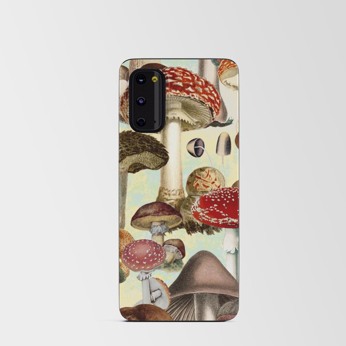 Vintage white mushrooms exotic garden, shrooms and fungi, botanical pattern, seamless pattern Android Card Case