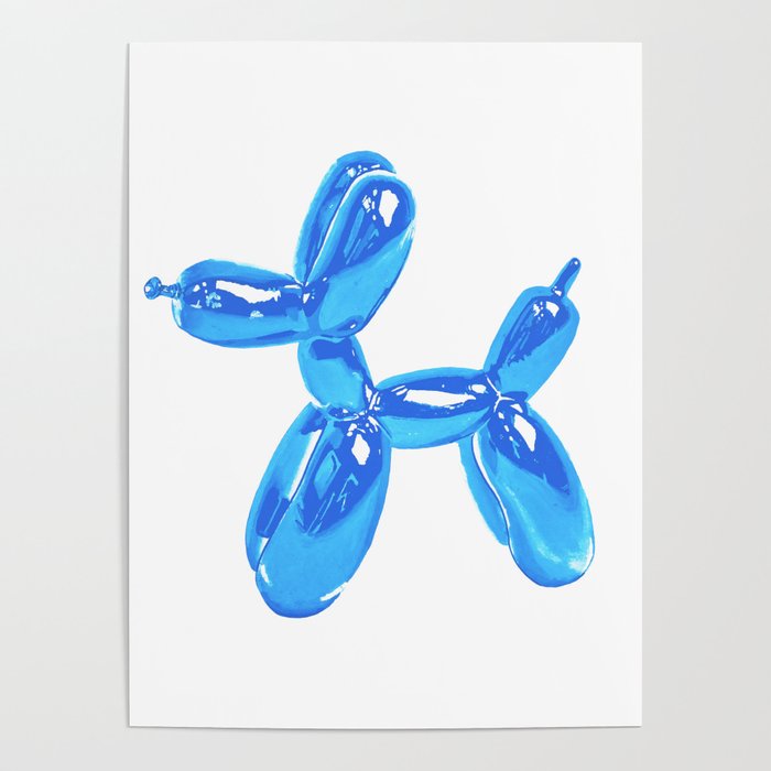 Blue Balloon Dog Pop Art | Kitsch Fun Poster