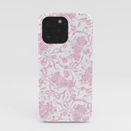 Vintage blush pink white bow floral polka dots iPhone Case