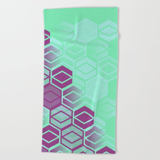 Purple on Mint Beach Towel
