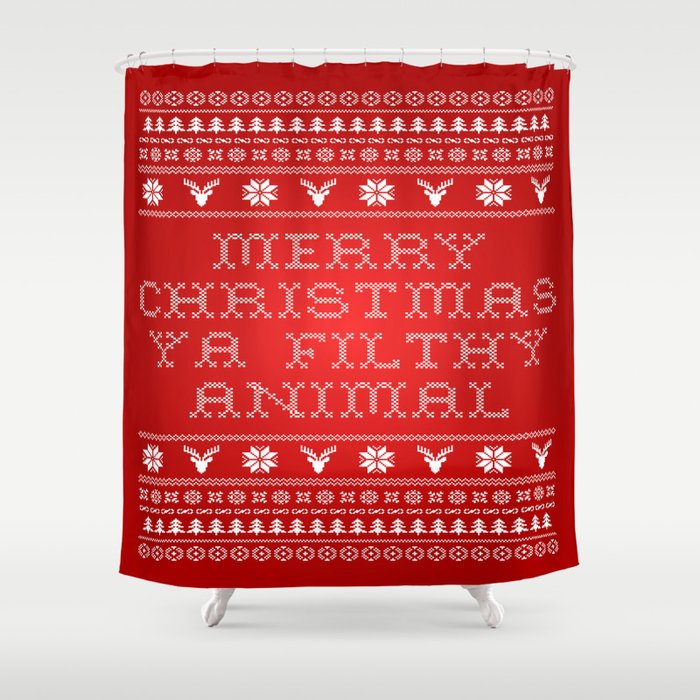 Filthy Animal Christmas Sweater Shower Curtain