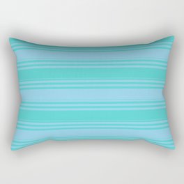 [ Thumbnail: Sky Blue & Turquoise Colored Lines Pattern Rectangular Pillow ]