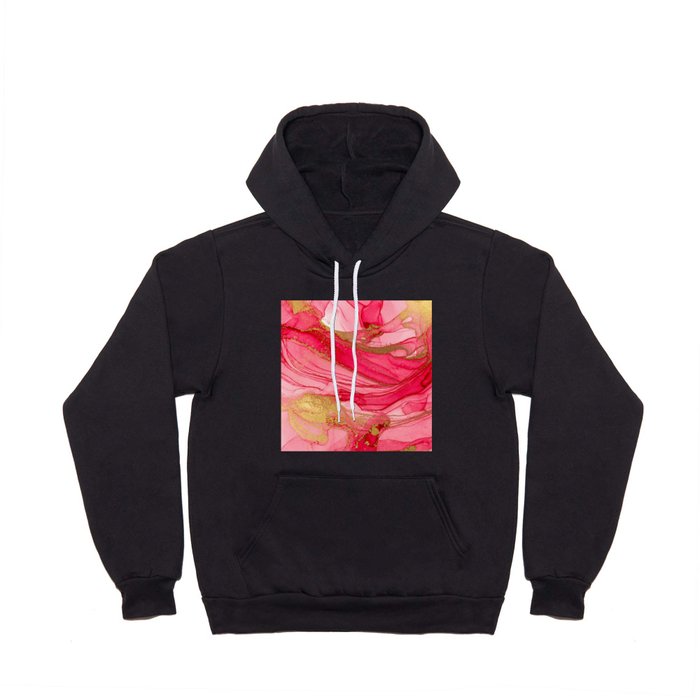 Pink and Gold Abstract Watercolor Paint Hoody