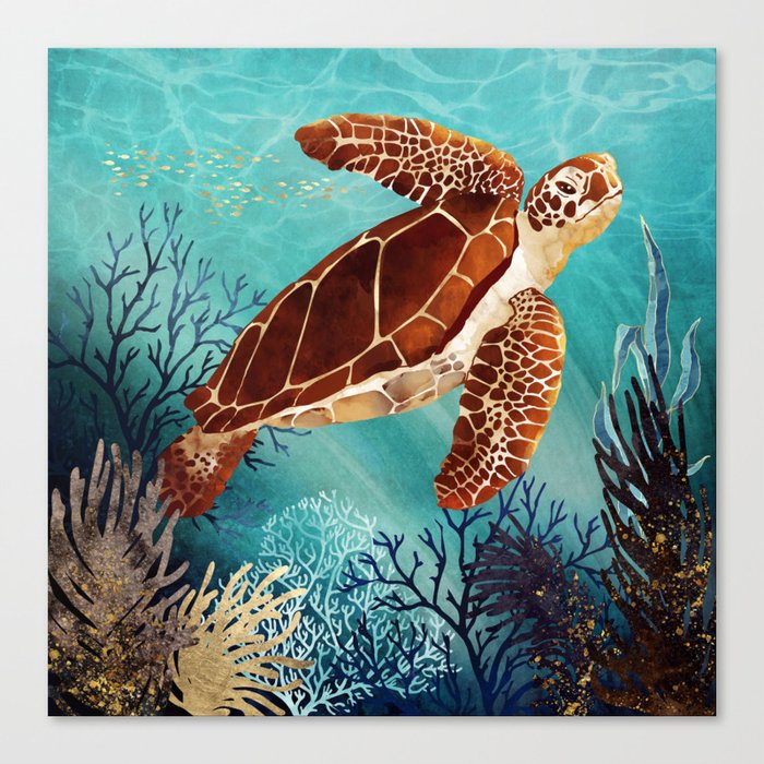 Metallic Sea Turtle Canvas Print