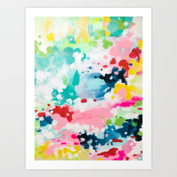 Colorful Fantasy Neon Rainbow Abstract Art Acrylic Painting Fluffy