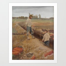 Laurits Andersen Ring - Drain Diggers Art Print | Digger, Shovel, Digging, Men, Painting, Poster, Oilpaint, Hole, Pit, Artprint 