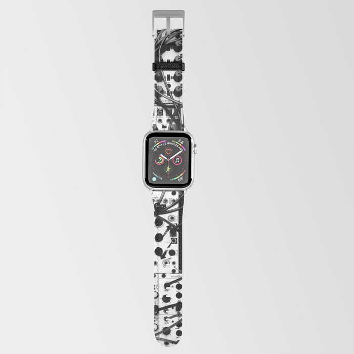 analog synthesizer system - modular black and white Apple Watch Band