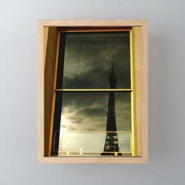 Eiffel Tower reflection | Paris mirrored window | Modern Abstract Travel Photography Framed Mini Art Print
