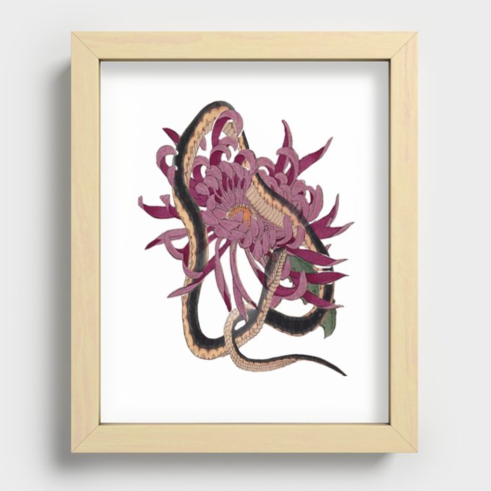 Snake and chrysanthemum  Recessed Framed Print