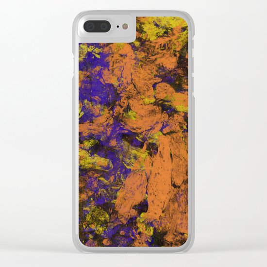 Vivid - Abstract, textured painting in amber, yellow and blue Clear iPhone Case