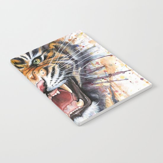 Tiger Watercolor Wild Animal Jungle Animals Notebook