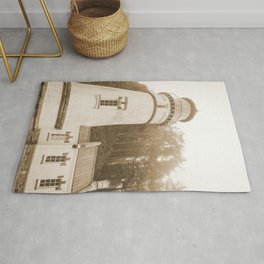 Oregon Coast Sepia Lighthouse Area & Throw Rug