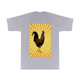Rooster Vintage Sunburst Background T Shirt