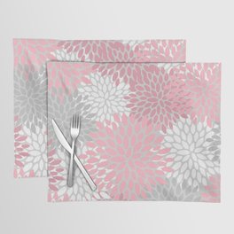 Modern Flower Garden, Pink and Gray, Floral Prints Placemat