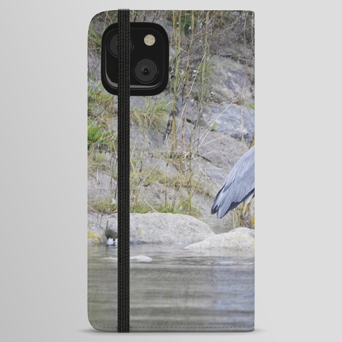 Blue heron and sea duck iPhone Wallet Case