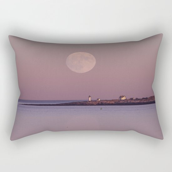 Lighthouse Moonrise Rectangular Pillow
