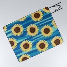 Sunflowers On Water Abstract Pattern Picnic Blanket