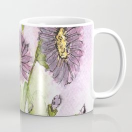 Purple Aster Flowers Watercolor Painting Coffee Mug