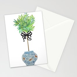Topiary Topiaries Blue and White Ginger Jar  Stationery Card