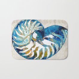 Beachy Art - Nautilus Shell Bleu - Sharon Cummings Badematte